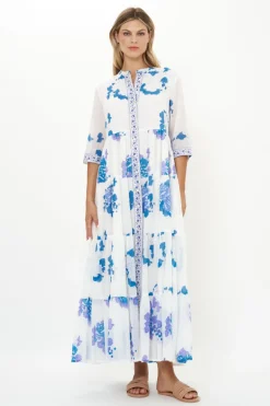 3/4 Button Maxi- Portofino Blue