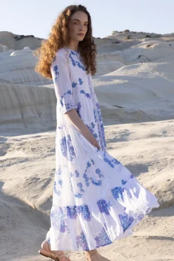 3/4 Button Maxi- Portofino Blue
