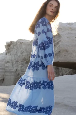 Balloon Sleeve Maxi- Tangier Blue