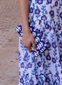 Beaded Clutch- Fern Navy White
