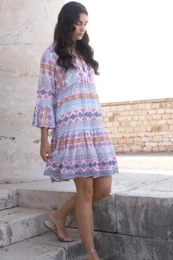 Bell Sleeve Tiered Mini- Casablanca Multi