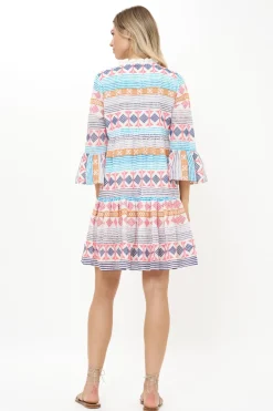 Bell Sleeve Tiered Mini- Casablanca Multi