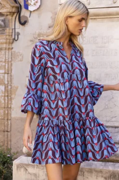 Bell Sleeve Tiered Mini- Tulip Red