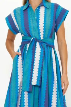 Belted Shirt Dress- Meko Blue