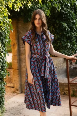 Belted Shirt Dress Midi- Tulip Red