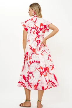 Belted Shirt Dress- Orchid Red