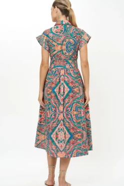 Belted Shirt Dress- Persia Aqua