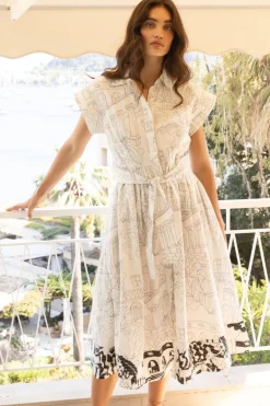 Belted Shirt Dress- Roma White