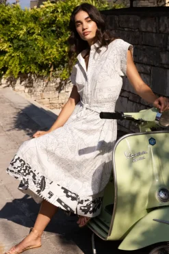Belted Shirt Dress- Roma White