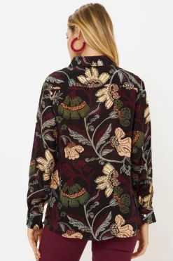 Button Down Blouse- Turin Wine