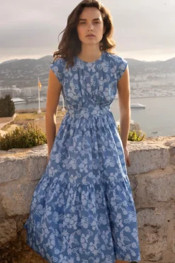 Cap Sleeve Midi- Pretoria Navy