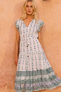 Cinched Flirty Midi- Boreggo Green