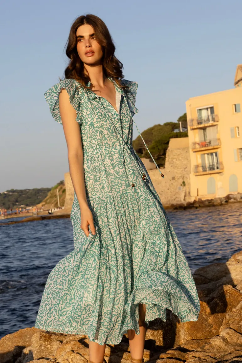 Cinched Flirty Midi- Cypress Jade