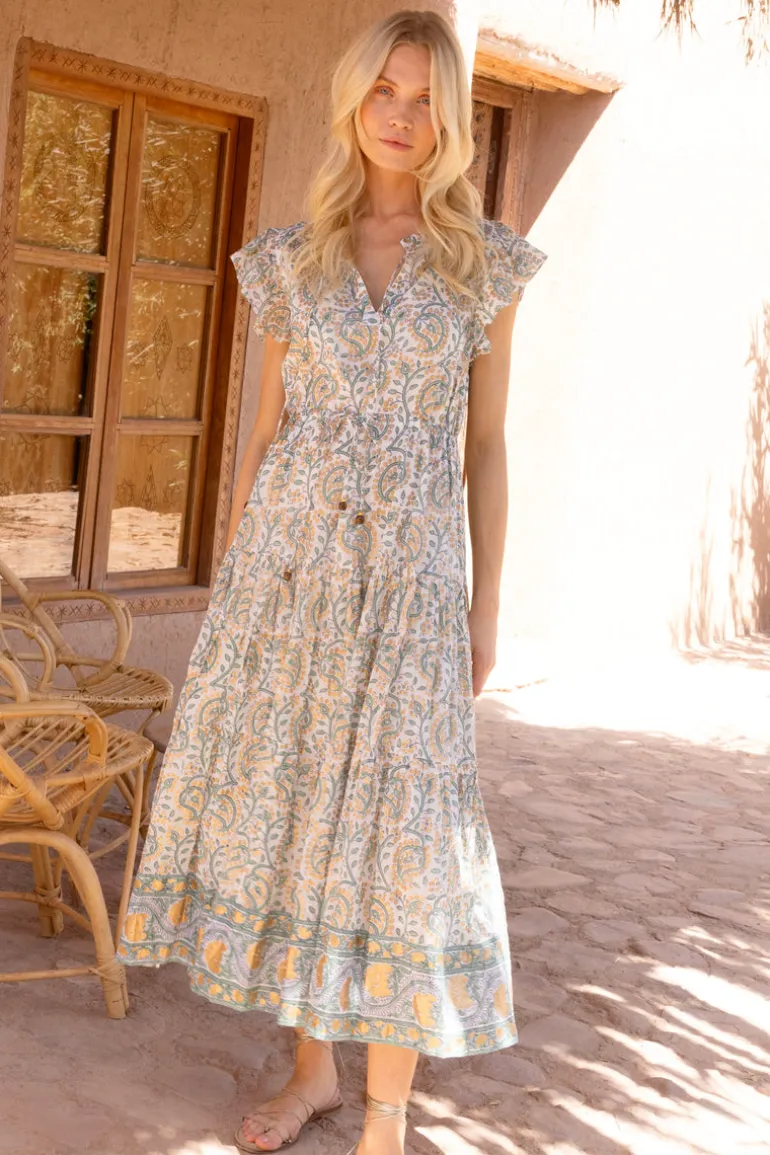 Cinched Flirty Midi- Marseille Green