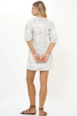Embroidered Button Mini- Roma White