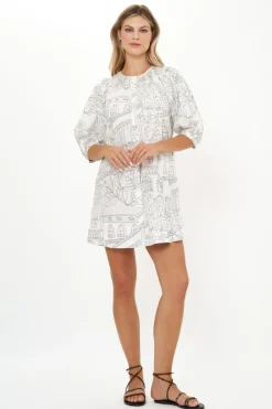 Embroidered Button Mini- Roma White