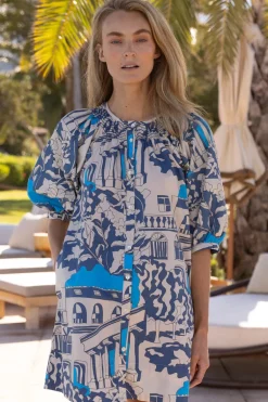 Embroidered Button Mini- Roma Blue