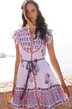Flirty High Neck Button Mini- Napa Red