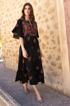 Flirty V-Neck Maxi- Almay Black
