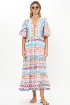 Flirty V-Neck Maxi- Casablanca Multi