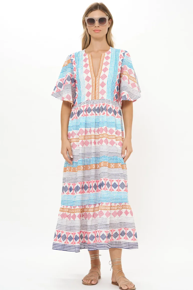 Flirty V-Neck Maxi- Casablanca Multi
