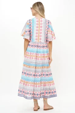 Flirty V-Neck Maxi- Casablanca Multi