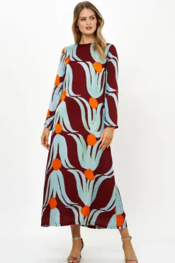 Long Sleeve Shift Maxi- Tulip Orange