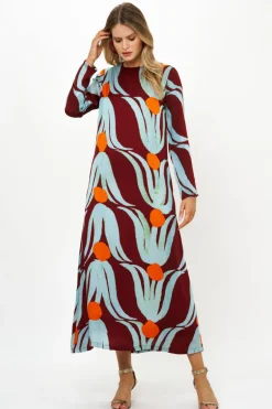Long Sleeve Shift Maxi- Tulip Orange