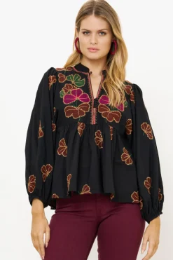Mandarin Balloon Top- Almay Black