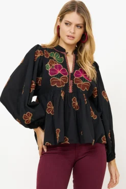 Mandarin Balloon Top- Almay Black