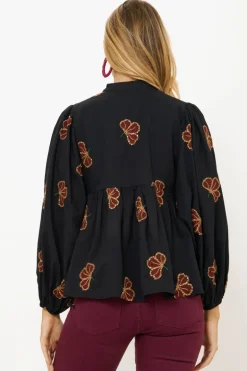 Mandarin Balloon Top- Almay Black