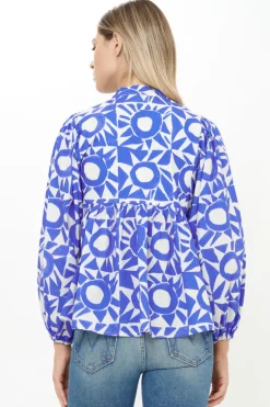 Mandarin Balloon Top- Eclipse Blue