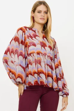 Mandarin Balloon Top- Venice Cognac