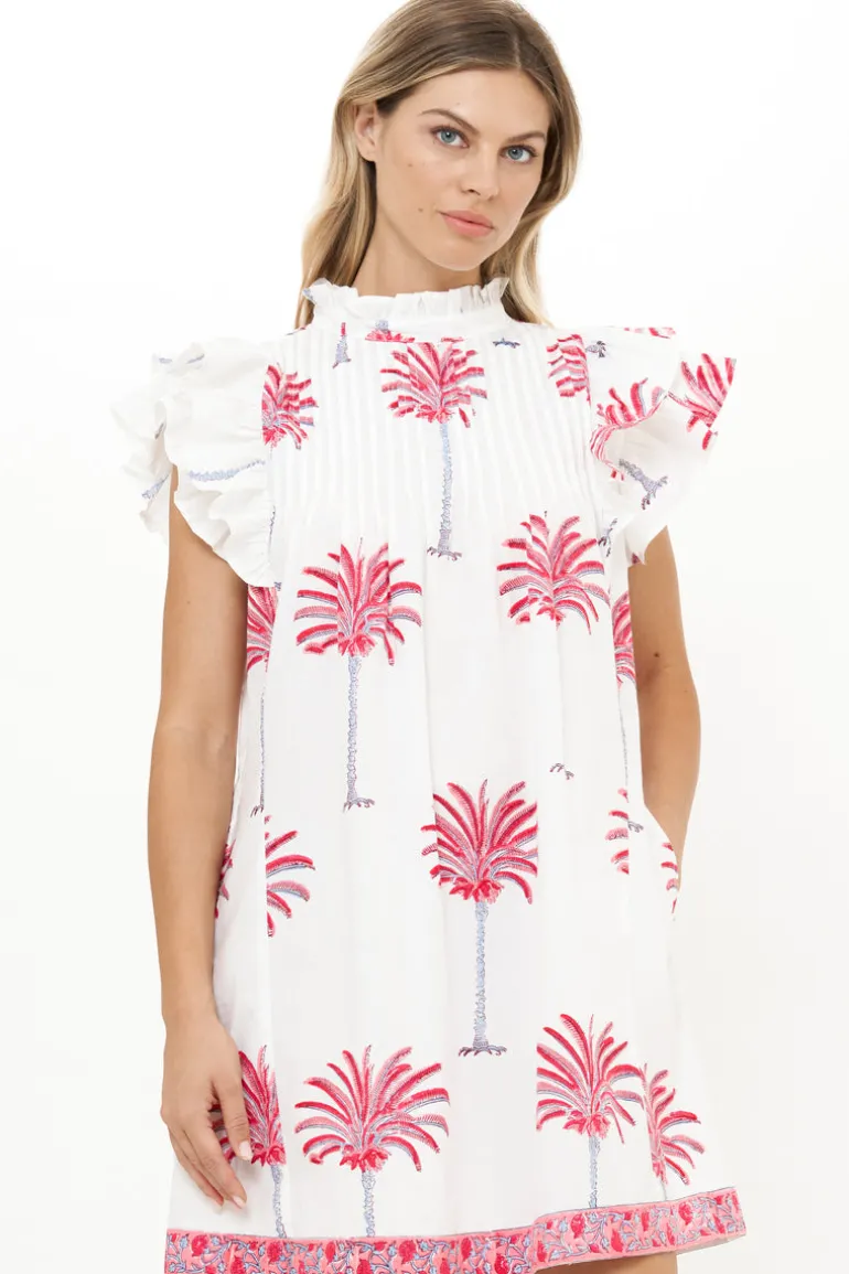 Pintuck Ruffle Mini- Canary Coral