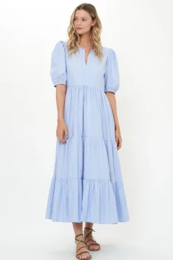 Puff Sleeve Maxi- Chatham Blue