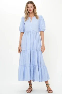 Puff Sleeve Maxi- Chatham Blue