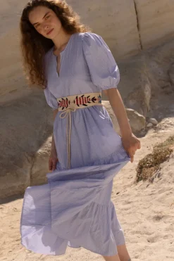 Puff Sleeve Maxi- Chatham Blue