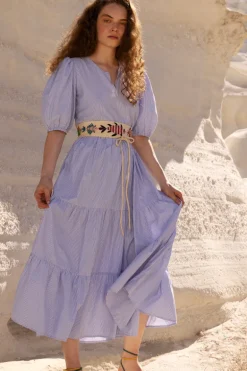 Puff Sleeve Maxi- Chatham Blue