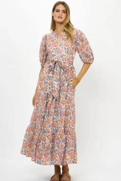 Puff Sleeve Maxi- Montenegro Coral