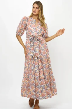 Puff Sleeve Maxi- Montenegro Coral