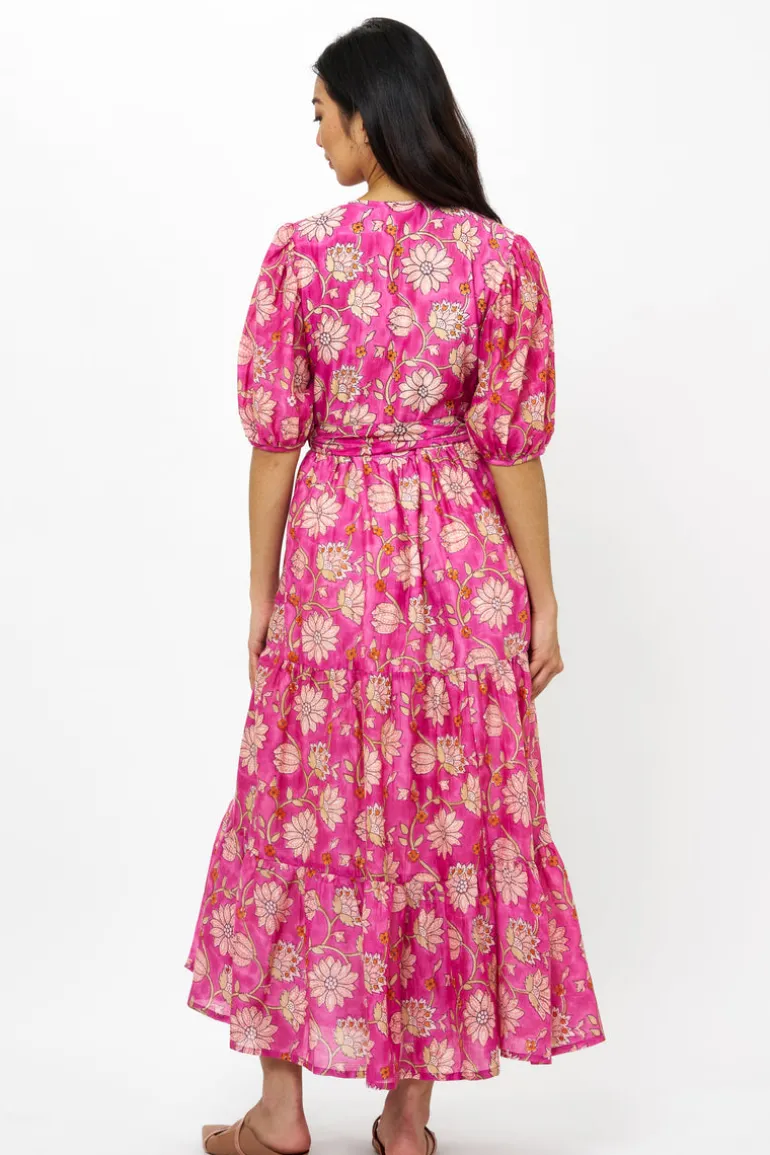 Puff Sleeve Maxi- Presidio Magenta