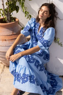 Puff Sleeve Maxi- Tangier Blue