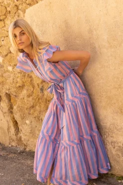 Ruffle Collar Button Maxi- Cabana Pink