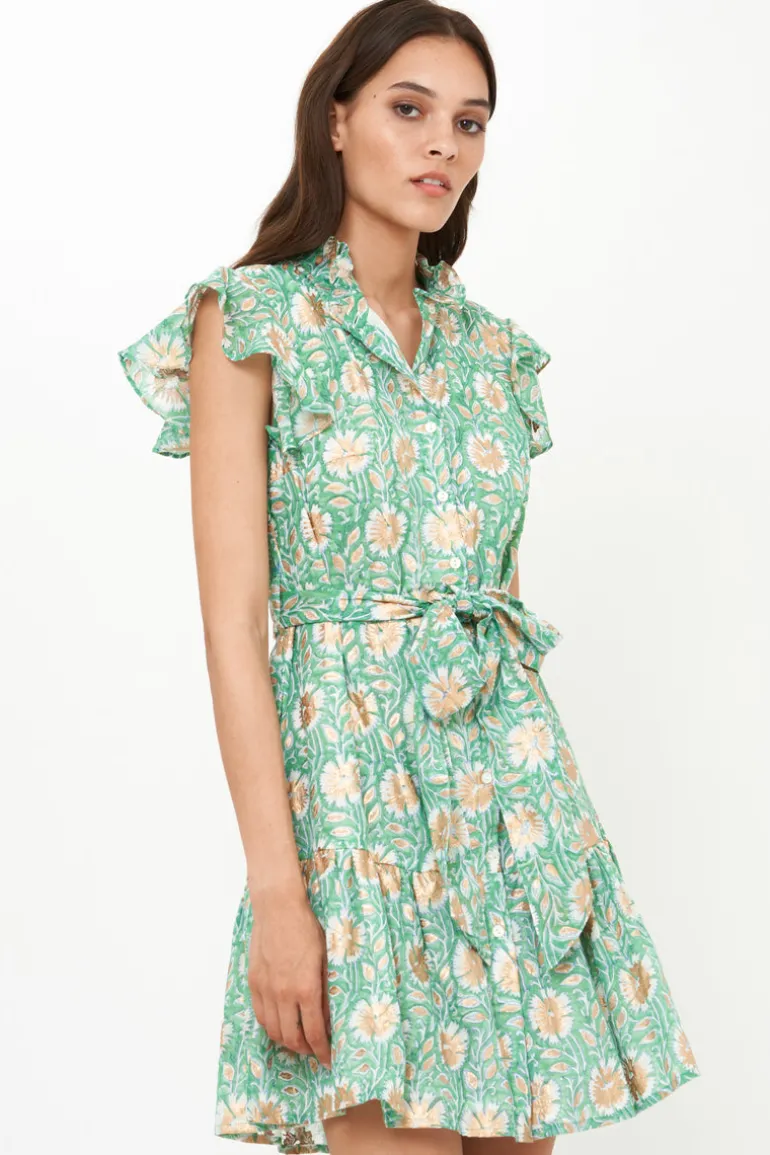 Ruffle Collar Button Mini- Mughal Green