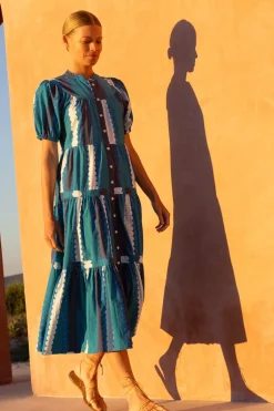 Scoop Tiered Midi- Meko Blue