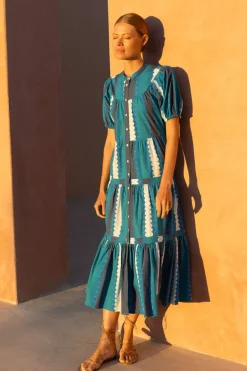Scoop Tiered Midi- Meko Blue