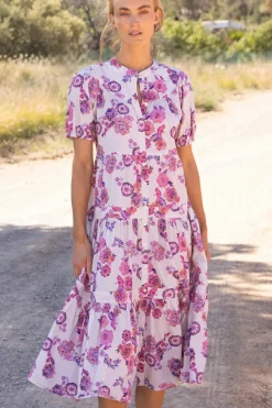 Scoop Tiered Midi- Pretoria Pink