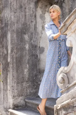 Shirt Dress Maxi- Budapest Blue