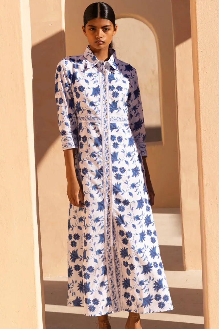 Shirt Dress Maxi- Marion Blue