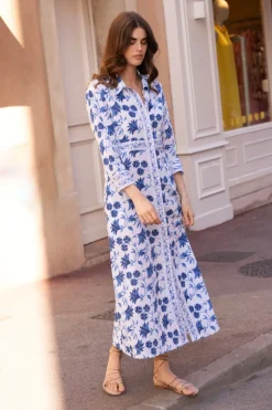 Shirt Dress Maxi- Marion Blue